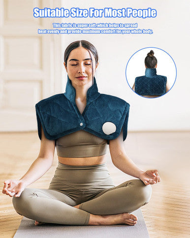 Heating Pad For Neck And Shoulders, 2.4Lb Weighted Large Heating Pad For Back Pain Relief, 6 Heat Settings 2H Auto-Off, Birthday Gifts For Women Men Mom Dad Mother Father Grandma Grandpa Blue