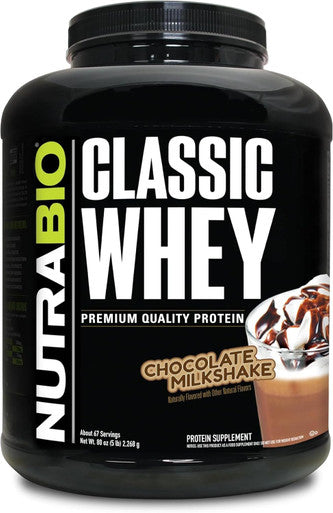 Nutrabio Classic Whey Protein Powder- Full-Spectrum Amino Acid Profile - No Fillers Artificial Colors Preservatives - Low Glycemic Index - Chocolate Milkshake 5 Pounds