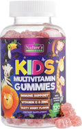 Nature'S Nutrition Kids Multivitamin Gummies - Daily Vitamins for Kids Vitamin C D3 & Zinc for Immune Support Strawberry Flavored Gummies Nature's Toddler & Kid Multi Vitamins Non-GMO Gluten - 120 Gummies