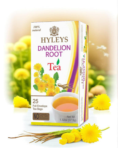Hyleys Dandelion Root & Green Tea with Milk Thistle and Licorice Root - Herbal Detox Blend - 25 Tea Bags
