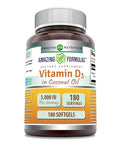 Amazing Formulas Vitamin D3 In Coconut Oil Supplement | 5000 Iu | 180 Softgels | Non-Gmo | Gluten Free | Made In Usa