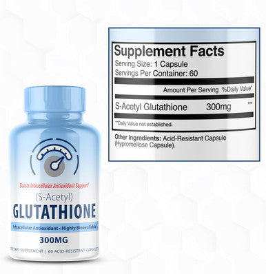 Maxlife Naturals S-Acetyl L-Glutathione - Acetylated Glutathione Supplement 300mg - Works as Antioxidant Support Liver & Skin Vitality - Highly Bioavailable L Glutathione Supplement - 60 Pure Glutathione Capsules