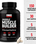 Force Factor Anabolic Muscle Builder Muscle Building Support Supplements for Men Supports Muscle Strength and Recovery Reduces Fatigue with AI-Developed PeptiStrong 150 Capsules