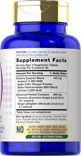Carlyle Bloat & Gas Support for Men & Women | 120 Tablets | Extra Strength Pills | Supplement with Enzymes Turmeric Ginger & More | Non-GMO & Vegetarian Formula