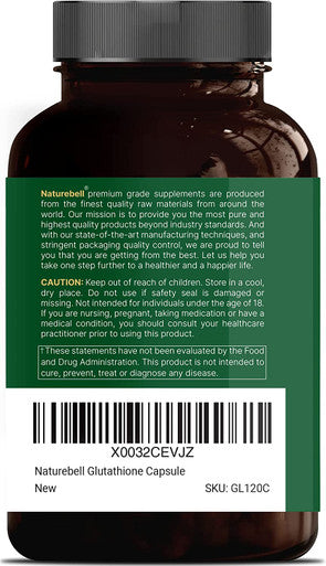 Glutathione Supplement 250mg 120 Veggie Caps 4 Months Supply 98 Purity Verified Bioavailable Form Reduced Glutathione GUTAXtra Third Party Tested NonGMO Gluten by Naturebell