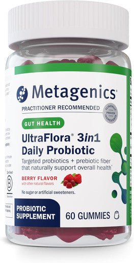 Metagenics - UltraFlora 3 in 1 Daily Probiotic Supplement to Support Gut and Immune Health for Adults and Children - 60 Gummies