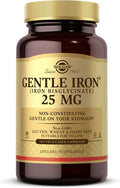Solgar Gentle Iron (Iron Bisglycinate) 25 Mg - 180 Vegetable Capsules - Non-Constipating, Gentle On Your Stomach - Non-Gmo, Gluten - 180 Servings