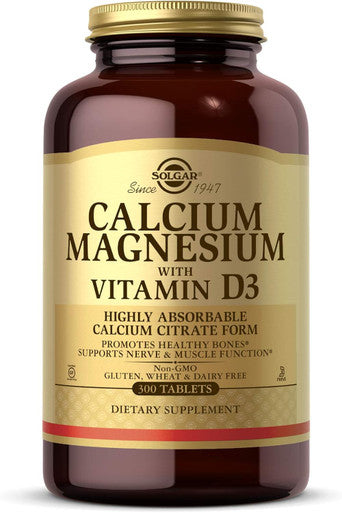 Solgar Calcium Magnesium With Vitamin D3 300 Tablets Promotes Healthy Bones Supports Nerve and Muscle Function Highly Absorbable Form Non Gmo Gluten Free Dairy Free Kosher 60 Servings