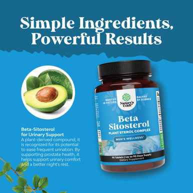 Natures Craft Plant Sterols Complex with Beta Sitosterol - 500mg Beta-Sitosterol Sterols and Stanols Supplement for Prostate Support - Prostate Health Supplement for Men - 90 Tablets