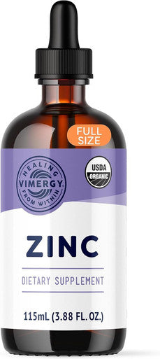 Vimergy Organic Liquid Zinc 57 Servings Alcohol Free Zinc Sulfate Supports Immune Health and Metabolism Antioxidant Gluten Free Non Gmo Kosher Vegan and Paleo Friendly 115 Ml