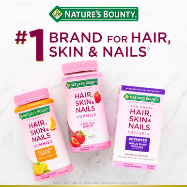 Nature's Bounty Optimal Solutions Hair Skin & Nails Formula With 3 000 Mcg Biotin 60 Coated Caplets