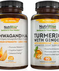 Ashwagandha + Turmeric with Ginger Maximum Strength to Support Relaxation and Wellbeing - Gluten-Free Adaptogenic Supplement for Immune & Sleep Support for Women, Men & Adults
