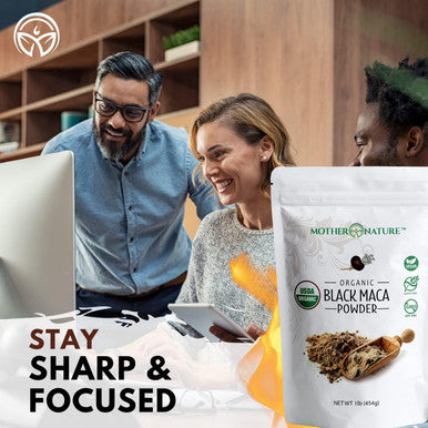 Mother Nature Organics Superfoods for Organic Living Organic Raw Black Maca Root Powder Premium Usda Certified Ideal For Men and Women Boost Workouts Enhance Muscle Recovery Non-Gmo Vegan Superfood