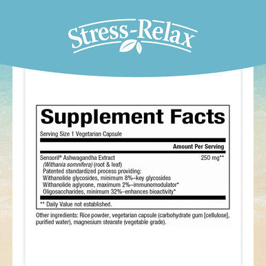 StressRelax Ashwagandha Sensoril by Natural Factors 60 vegetarian capsules 60 servings