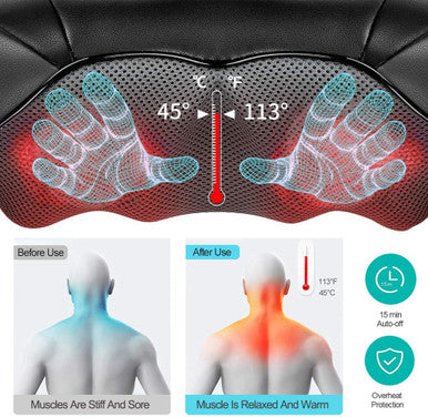 Gifts For Dad - Neck Massager For Pain Relief Deep Tissue - Shiatsu Back And Neck Massager With Heat - 4D Kneading Electric Massage Pillow For Shoulder, Back, Foot, Body Muscle Pain Relief