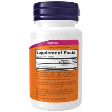 Now Foods E-400 Blended Tocopherol Softgel-250 Softgel