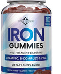 Iron Gummies For Women, Men & Kids - Iron Supplement With Vitamin C, A, Vitamins B Complex, Biotin & Zinc - Multivitamin Chewable Iron Gummies For Adults - Alternative To Iron Pills, Capsules, Tablets
