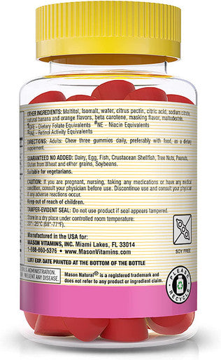 Mason Natural Sugar Free Prenatal Multivitamin with DHA & Zinc - Supports Baby's Growth and Development, for Pregnant and Lactating Women, Kosher, Banana Orange Flavor, 60 Gummies (Pack of 3)