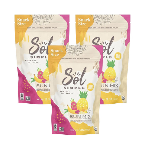 SOL SIMPLE Organic Dried Mango | 6oz Snack Pack (2 Bags Total) | One Ingredient | Vegan | Non-GMO | No Added Sugar | Fair Trade | Dried Fruit | Mango