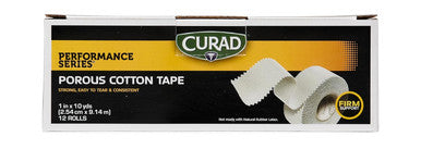 Curad Performance Series Premium Porous Cotton Tape 1" x 10 yd. Box of 12