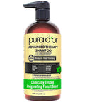 PURA D'OR Advanced Therapy Shampoo Reduces Hair Thinning & Increases Volume, No SLS, Biotin Shampoo Infused w/Argan Oil, Aloe Vera for All Hair Types, Men & Women, Invigorating Forest Scent 16 Fl Oz