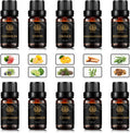 Aromatherapy Lemon Essential Oil Set for Diffuser, 100% Pure Orange Essential Oil Kit for Humidifier, 10x10ml Therapeutic Grade Essential Oils Set-Juniper Berry, Cedar, Cypress, Geranium,Rosemary Oil