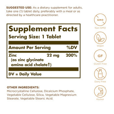 Solgar Chelated Zinc 100 Tabs 3-Pack