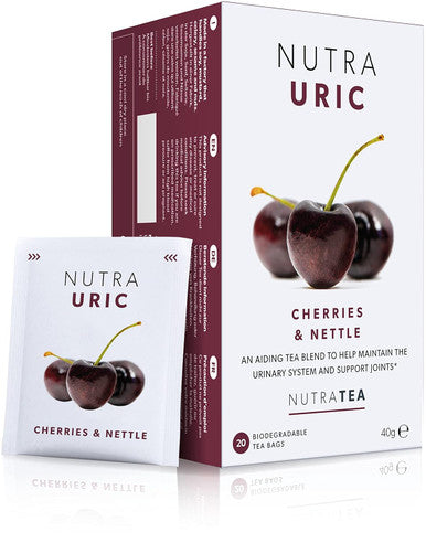 Nutra Tea NUTRAURIC - Uric Acid Cleanse and Kidney Support Kidney Cleanse Tea Includes Cherry Nettle & Turmeric - 20 Enveloped Tea Bags - by Nutra Tea - Herbal Tea