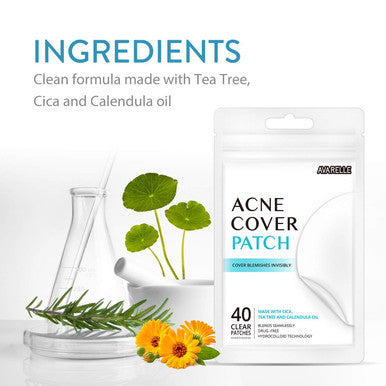 Avarelle Pimple Patches Hydrocolloid Acne Patches, Acne Spot Treatment for Blemishes and Zit with Tea Tree Oil, Calendula Oil and Cica Oil for Face, Vegan, Cruelty Free (40CT Original + Essential)