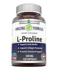 Amazing Formulas L-Proline 500Mg 120 Capsules - Promotes Healthy Joints, Bones And Connective Tissue - Assists With Collagen Production