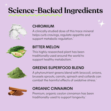 Lemme Curb Cravings, Improve Carb Metabolism, Support Weight Management W/Clinically Studied Chromium Picolinate, Bitter Melon, Ceylon Cinnamon & Greens Blend I Drug-I Vegan