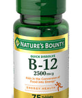 Nature's Bounty Vitamin B-12 Supplement, Supports Metabolism and Nervous System Health, 2500mcg, 75 Tablets