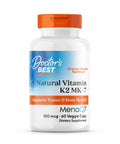 Doctor'S Best Natural Vitamin K2 Mk7 Supplement For Men & Women - Bone Health Support 100 Mcg Vitamin K-2 Mk-7 Capsules With Menaq7 Calcium Support Non Gmo Vegan 60 Veg Caps