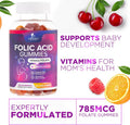 Nature'S Nutrition Folic Acid Gummies for Women 785 mcg Essential Prenatal Vitamins for Mom & Baby Vegan Folic Supplement Gummy Vitamin B9 Chewable Extra Strength Folate Before During After Pregnancy - 120 Gummies