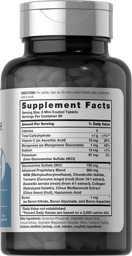 Advanced Glucosamine Chondroitin MSM Plus Turmeric | 360 Mini Coated Tablets | Non-GMO and Gluten Free Supplement | by Horbaach