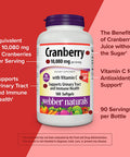 Webber Naturals Cranberry Supplement with Vitamin C 10080 mg of Cranberries and 180 mg of Vitamin C per Serving 180 Softgels NonGMO Gluten Sugar Supports Urinary Tract and Immune Health
