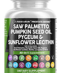Clean Nutraceuticals Saw Palmetto Pumpkin Seed Oil Pygeum Sunflower Lecithin Stinging Nettle Cranberry - Prostate Supplements For Men With Lycopene - 90 Caps
