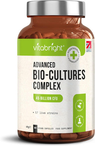 Vitabright Pre and Probiotics for Gut Health Women & Men 17 Bio Cultures Complex Probiotics for Adults. Bloating Gut Health Probiotics. Vegan Probiotics and Prebiotics VitaBright Gut Probiotic Supplements