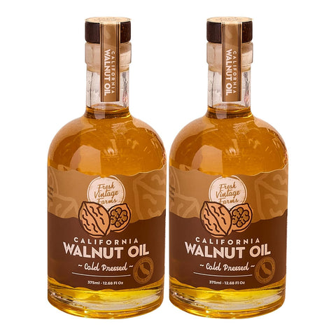 Fresh Vintage Farms 100% Undiluted Cold Pressed Walnut Oil | Wholesome & Nutritious Healthy Cooking Oil for Cooking, Baking, Grilling, Dipping, & Salads | Walnut Oil - 12.68 Fl Oz, Pack of 1