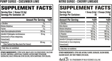 Nitrosurge PreWorkout Pumpsurge CaffeineFree PreWorkout Morning Night Bundle for Increased Focus Stamina Endless Energy Powerful Pumps Cherry Limeade Cucumber Lime Flavor