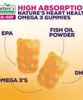 Omega 3 Fish Oil Gummies, Natural Orange Flavor, Extra Strength DHA & EPA, Omega 3 Supplement for Men & Women, Delicious Daily Gummy Vitamin, 60 Gummies