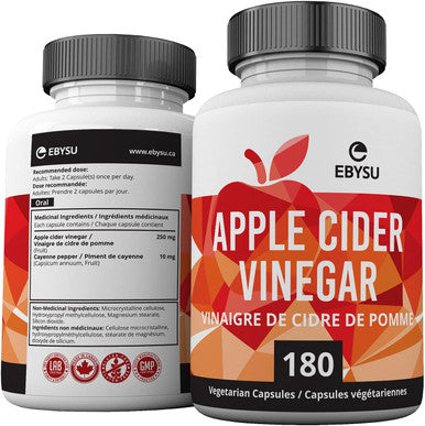 EBYSU Apple Cider Vinegar Capsules - 180 Count - Digestion Support Supplement for Men and Women - ACV