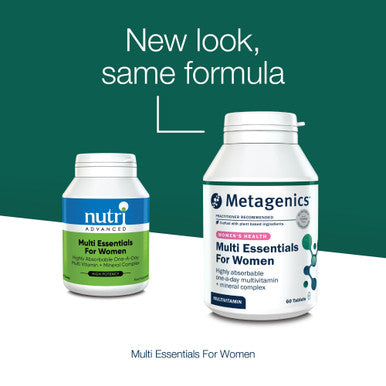 Metagenics Multi Essentials for Women Multivitamin with Iron - 29 Vitamins & Minerals for Women - Vegetarian and Vegan - 60 Tablets