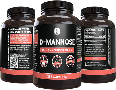 PURE ORIGINAL INGREDIENTS D-Mannose (365 Capsules) No Magnesium Or Rice Fillers, Always Pure, Lab Verified