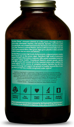 HealthForce SuperFoods Spirulina Manna, All-Natural Nutrient-Rich Superfood, Vitamins, Minerals, Amino Acids, Organic, Vegan, Gluten-Free, Non-GMO, 16 Ounces Powder