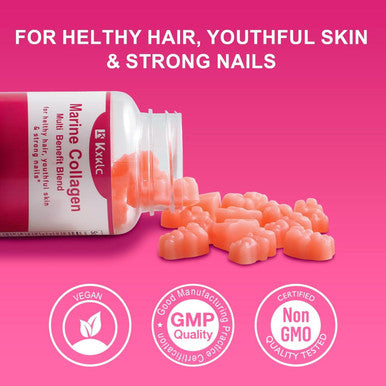 Marine Collagen Gummies- Multi-Benefit Blend Of Vitamin Collagen Gummies For Healthy Skin Support With Vitamin C, Zinc, And Biotin, Hydrolyzed Collagen.(2 Pack)
