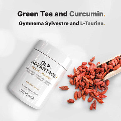 Codeage GLP-Advantage+ Berberine Boron Chromium Decaffeinated Green Tea (50% EGCG) Gymnema Sylvestre Probiotics Taurine - Liposomal Delivery GLP-1 Supplement Activity Support - 60 Capsules