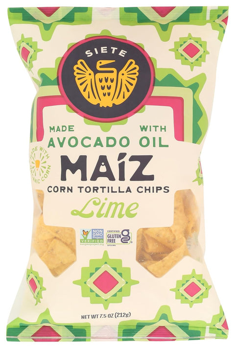 Siete Family Foods Chips Tortilla Corn Sea Salt Maiz Yellow White 7.5 Ounce