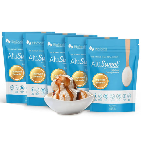 Alusweet 2-Pack Kit Includes (1) Allulose Zero Calorie Sweetener & (1) Allulose Monk Fruit & Erythritol Sweetener - 24 oz - 1:1 Sugar Substitute, Keto-Friendly, Organic, Plant-Based Substitute