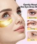Komoko 25-Pairs 24K Gold Under Eye Patches Skin Care Golden Under Eye Mask Anti-Aging Collagen & Amino Acid Eye Mask For Removing Dark Circles Puffiness And Wrinkles Refresh Your Under Eye Skin